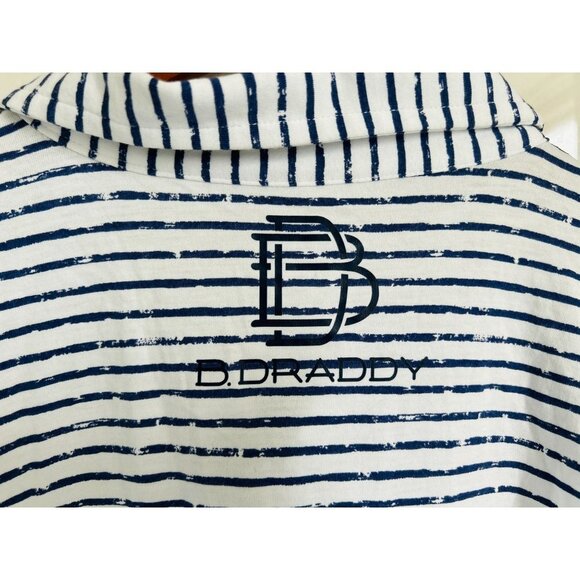 B DRADDY 100% PIMA Cotton Polo Shirt Embroidered Logo White Blue Pinstripes - ME - Picture 3 of 8